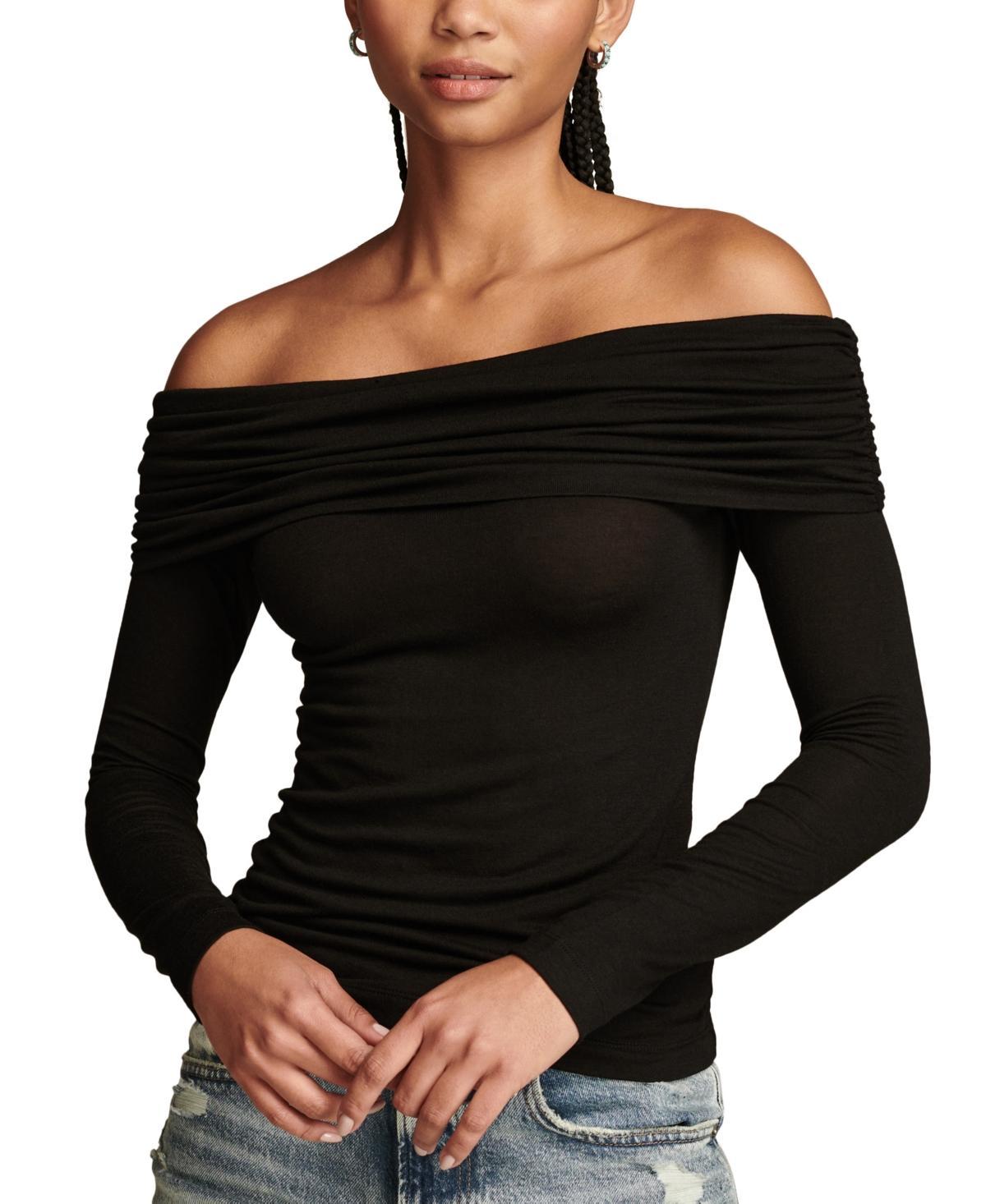 Lucky Brand Womens Off-The-Shoulder Long-Sleeve Top product image