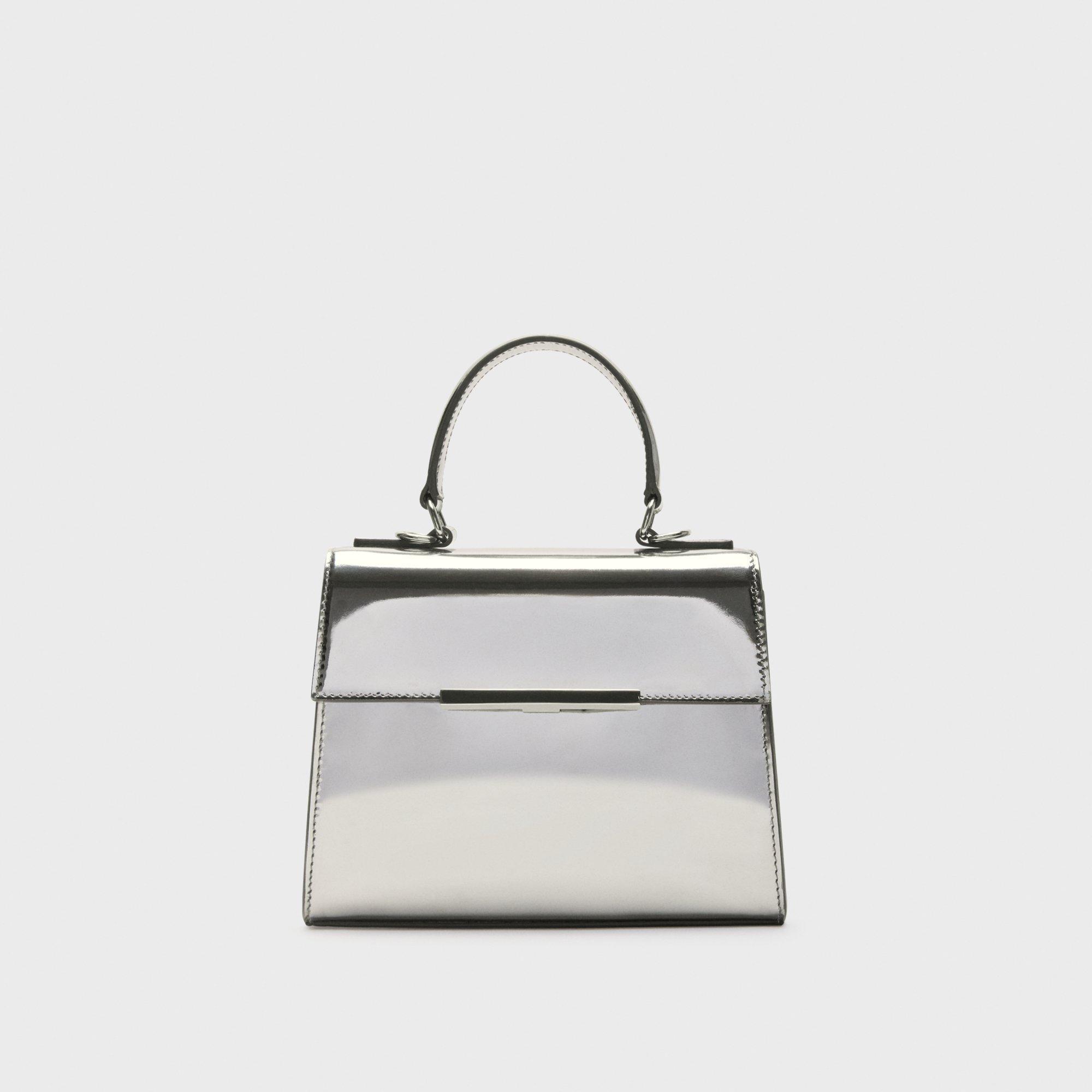 Metallic Leather Small Top Handle Bag | Theory Product Image