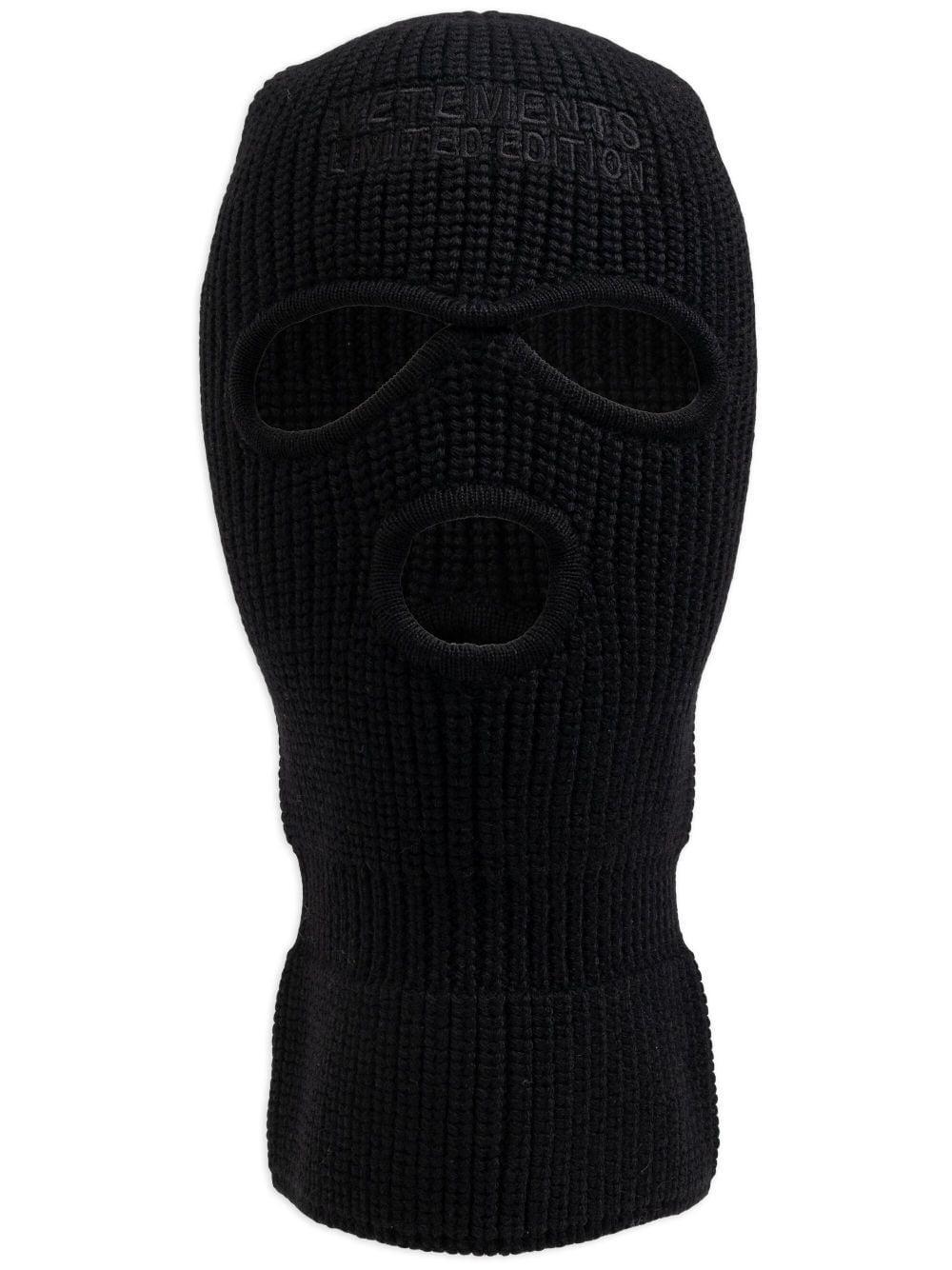 Knit Ribbed Balaclava In Black Product Image