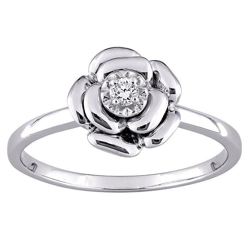 Stella Grace Sterling Silver Diamond Accent Flower Ring, Womens Product Image