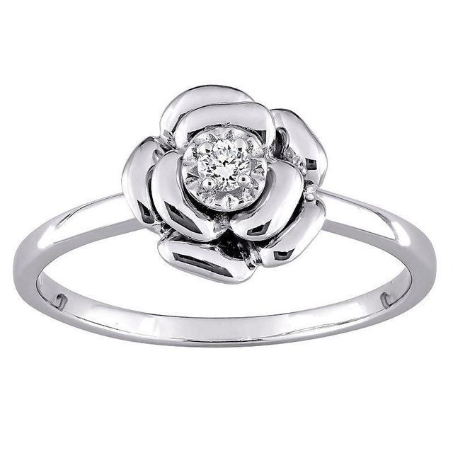 Stella Grace Sterling Silver Diamond Accent Flower Ring, Womens White Product Image