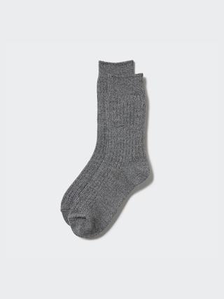 Womens Heattech Ribbed Socks Gray US W 7.5-10 UNIQLO US Product Image