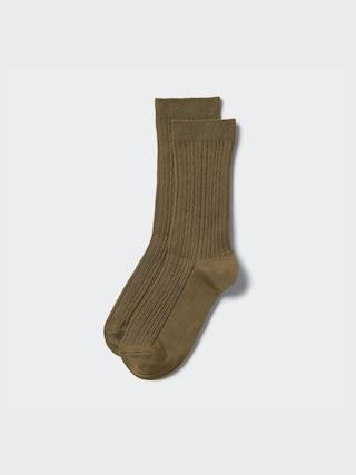 Womens Heattech Sock Cable Ribbed Olive US W 7.5-10 UNIQLO US Product Image