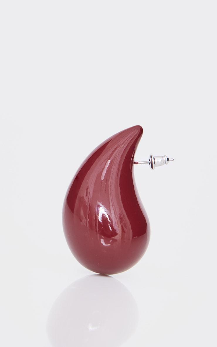 Burgundy Acrylic Teardrop Statement Earrings Product Image