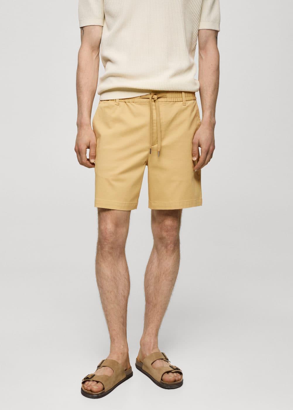 MANGO MAN - Cotton shorts with drawstring mustardMen Product Image