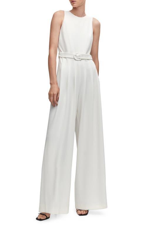 MANGO Belted Sleeveless Wide Leg Jumpsuit Product Image