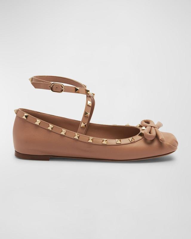 Womens Rockstud Ballerina Flats In Nappa Leather Product Image