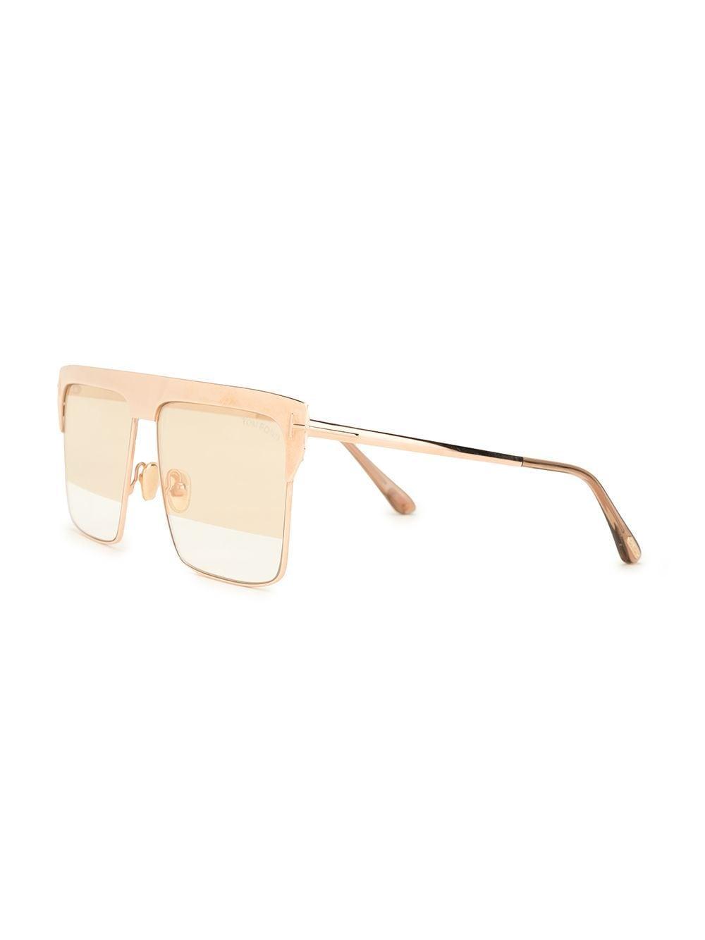 Square Frame Sunglasses In Gold Product Image