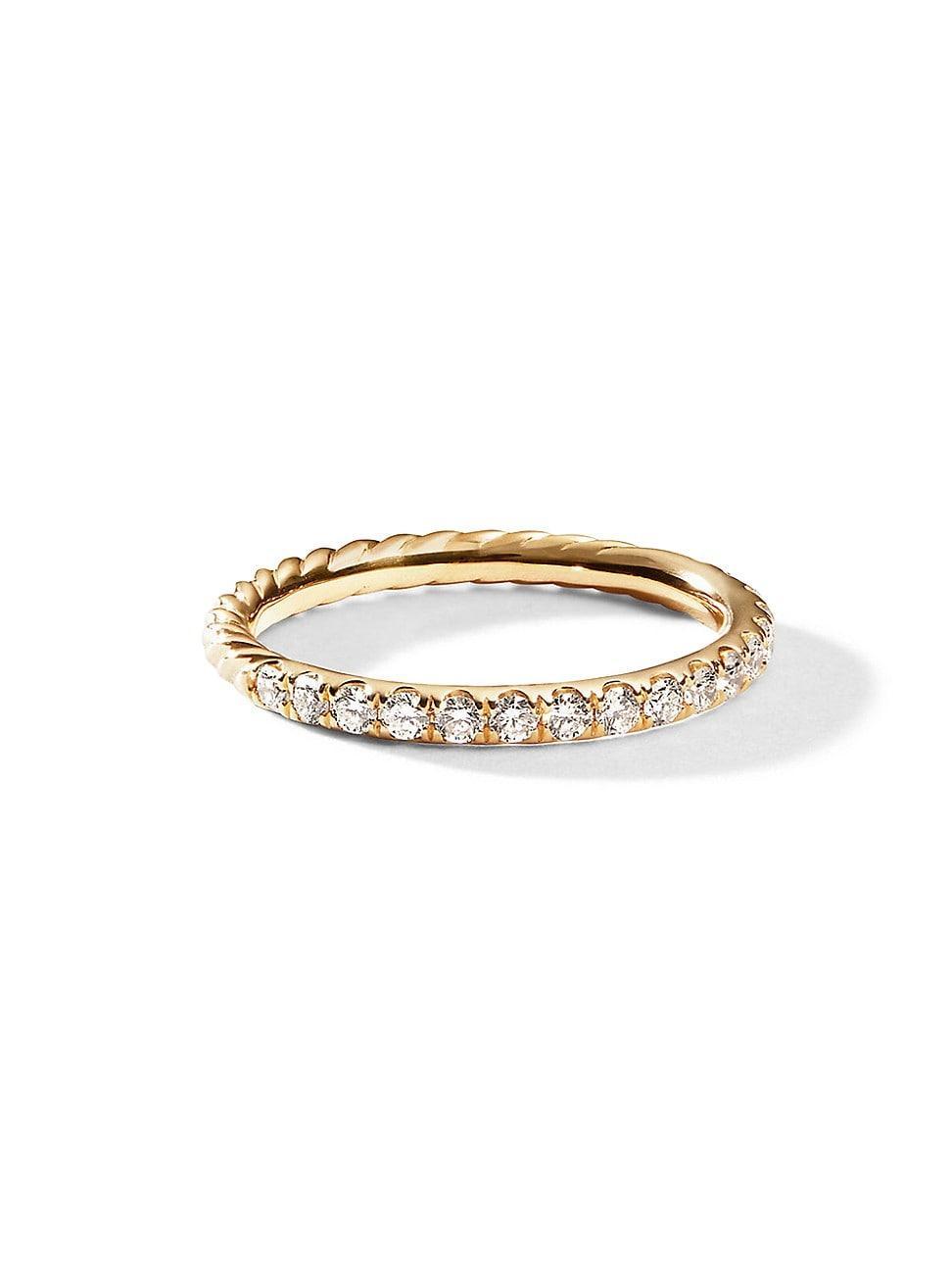 Womens Cable Collectibles Stack Ring in 18K Yellow Gold with Pav Diamonds Product Image