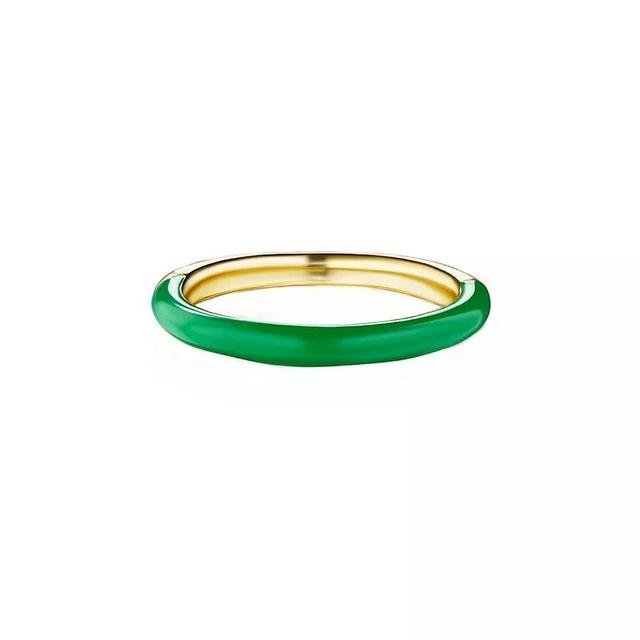 House of Frosted 14k Gold Over Silver Green Enamel Stack Ring, Womens Gold Tone Product Image