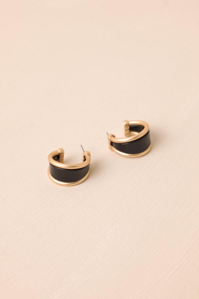 Luminous Solitude Black & Gold Incomplete Hoop Earrings Product Image