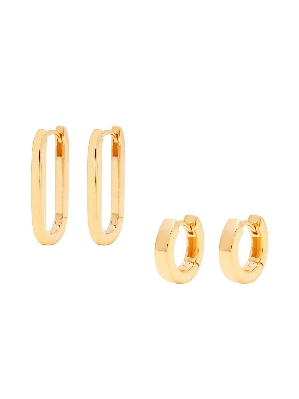 Womens Abigale 14K-Yellow-Gold Vermeil 2-Pair Hoop Earring Set Product Image