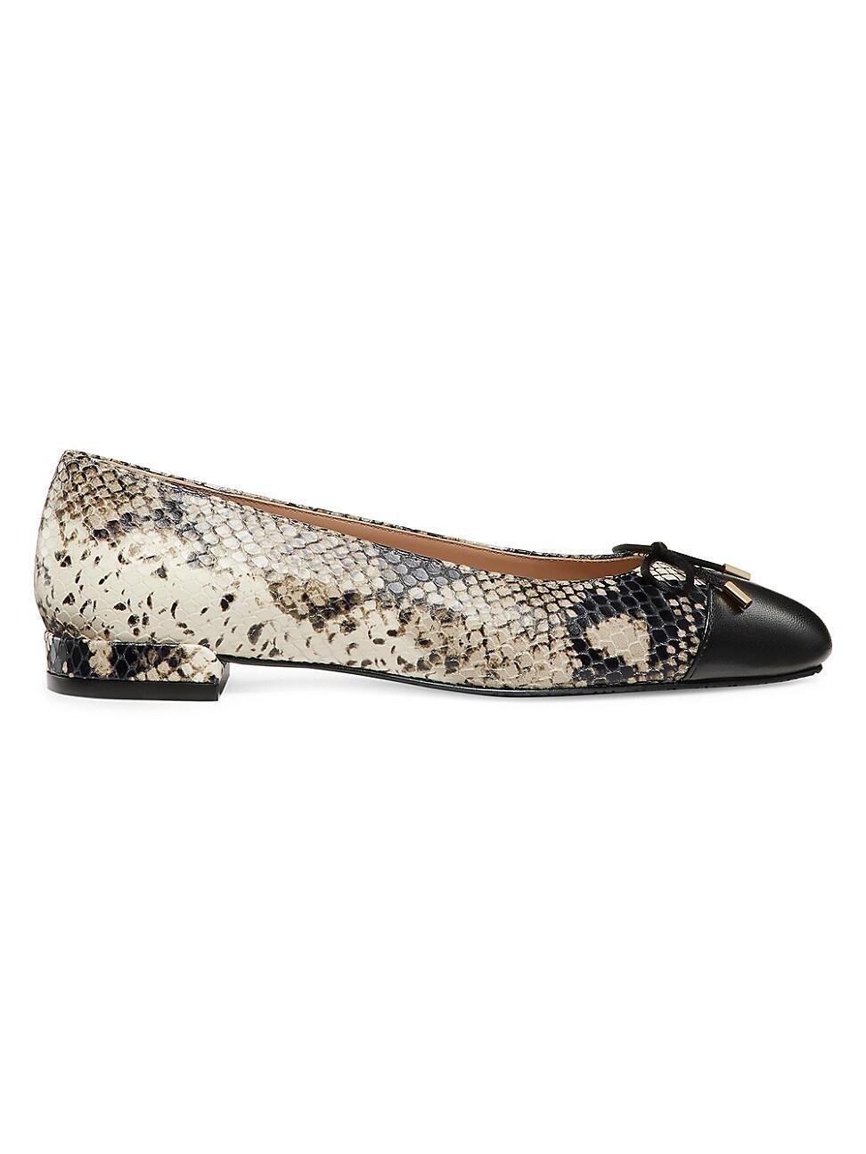 Womens Python-Print Bow Flats product image