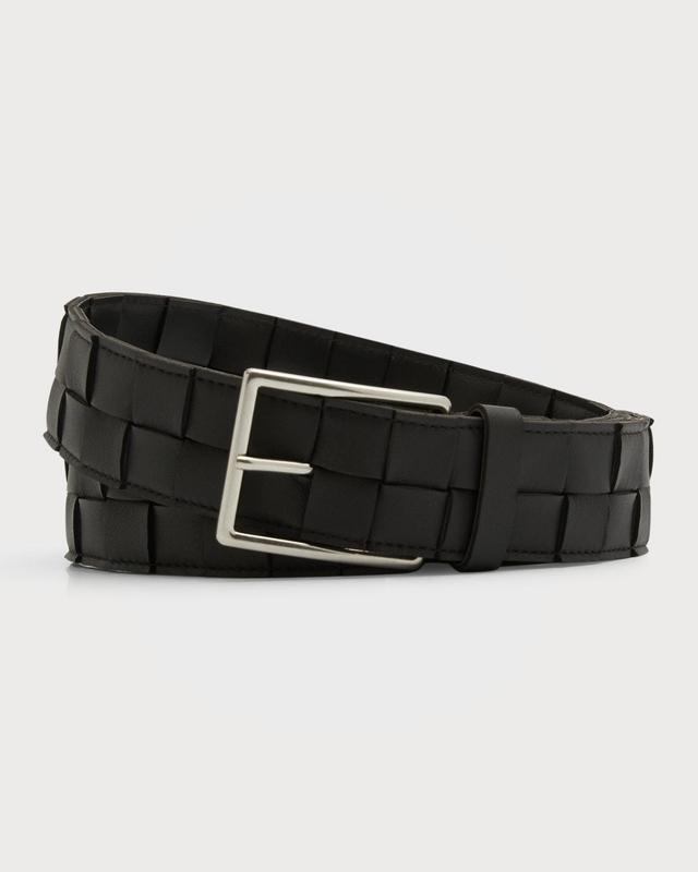 Mens Cassette Intreccio Leather Belt Product Image