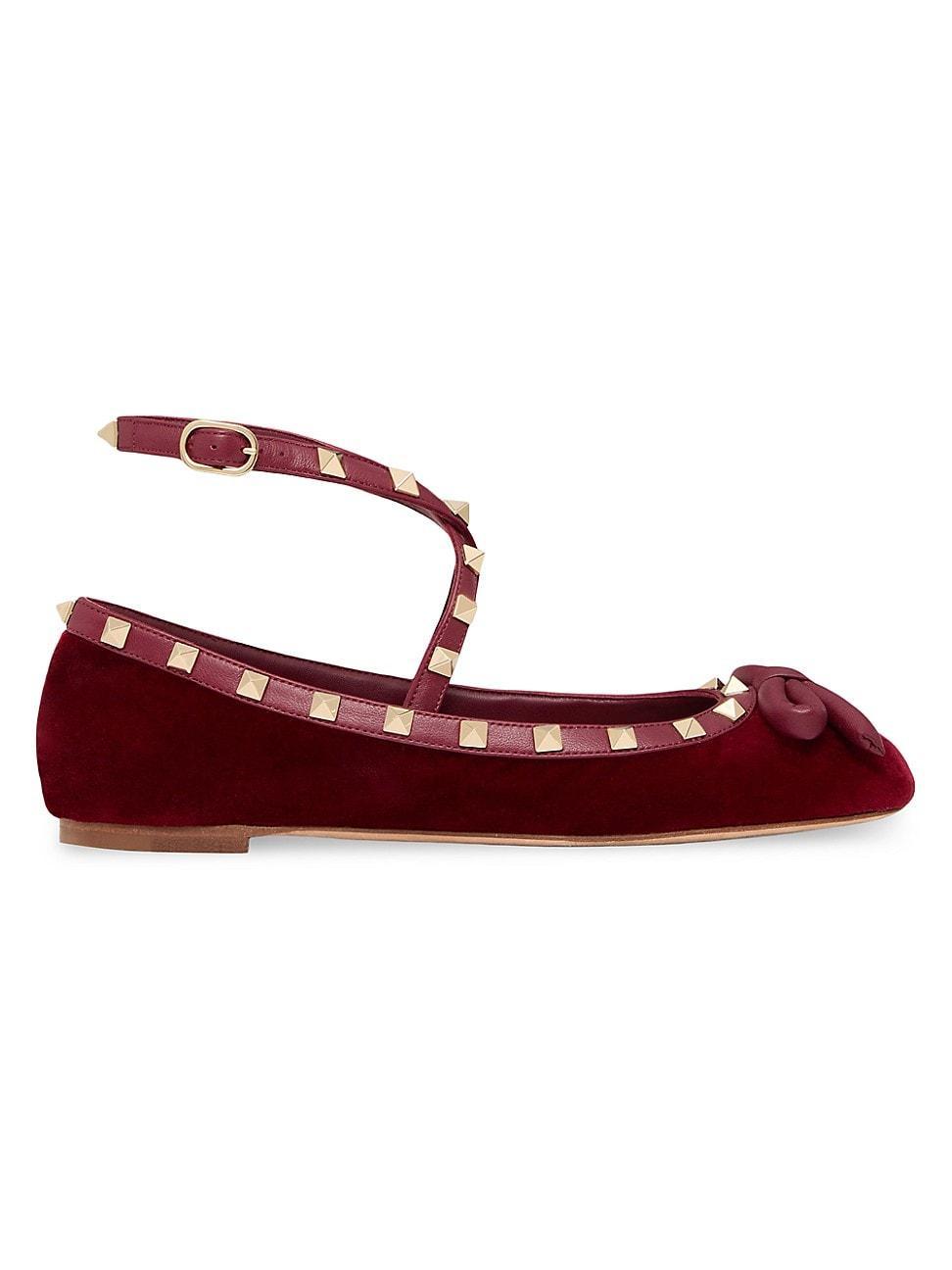 Womens Rockstud 5MM Velvet Ballerina Flats Product Image