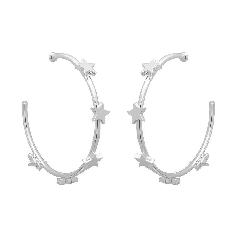 LC Lauren Conrad Silver Tone Star Hoop Earrings, Womens, None Product Image