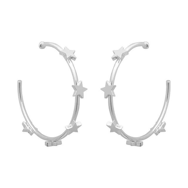 LC Lauren Conrad Silver Tone Star Hoop Earrings, Womens, None Product Image