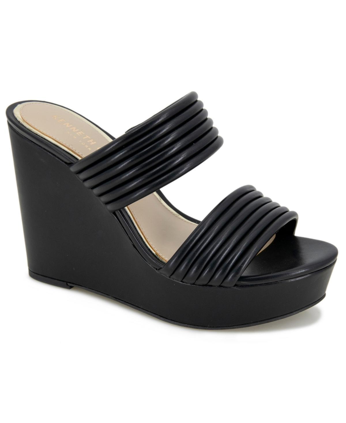 Kenneth Cole Womens Cailyn Wedge Heel Sandals - Black Product Image