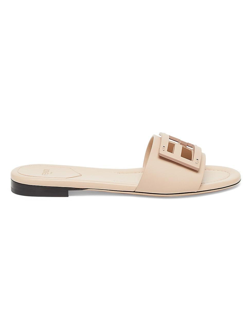 Womens Logo Leather Slide Sandals Product Image