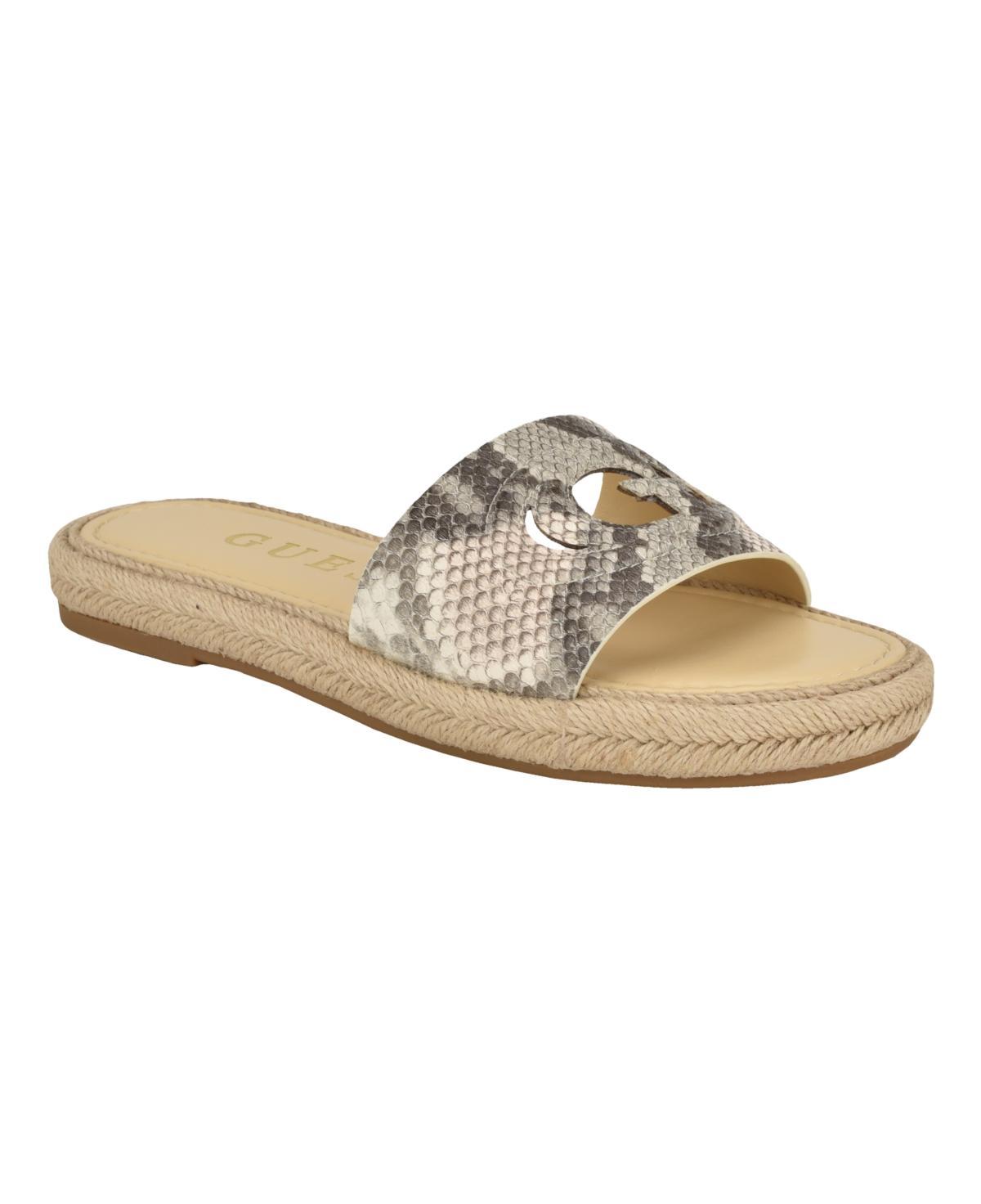 Guess Womens Katica Cut-Out Logo Espadrille Slide Sandals Product Image