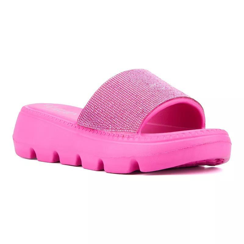 Olivia Miller Womens Glitter Gaze Slide Sandals Pink Product Image