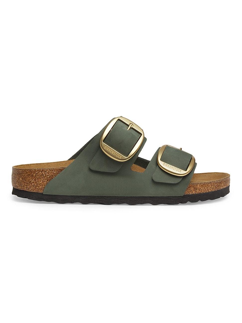 Birkenstock Womens Arizona Suede Nubuck Big Buckle Detail Slide Sandals Product Image