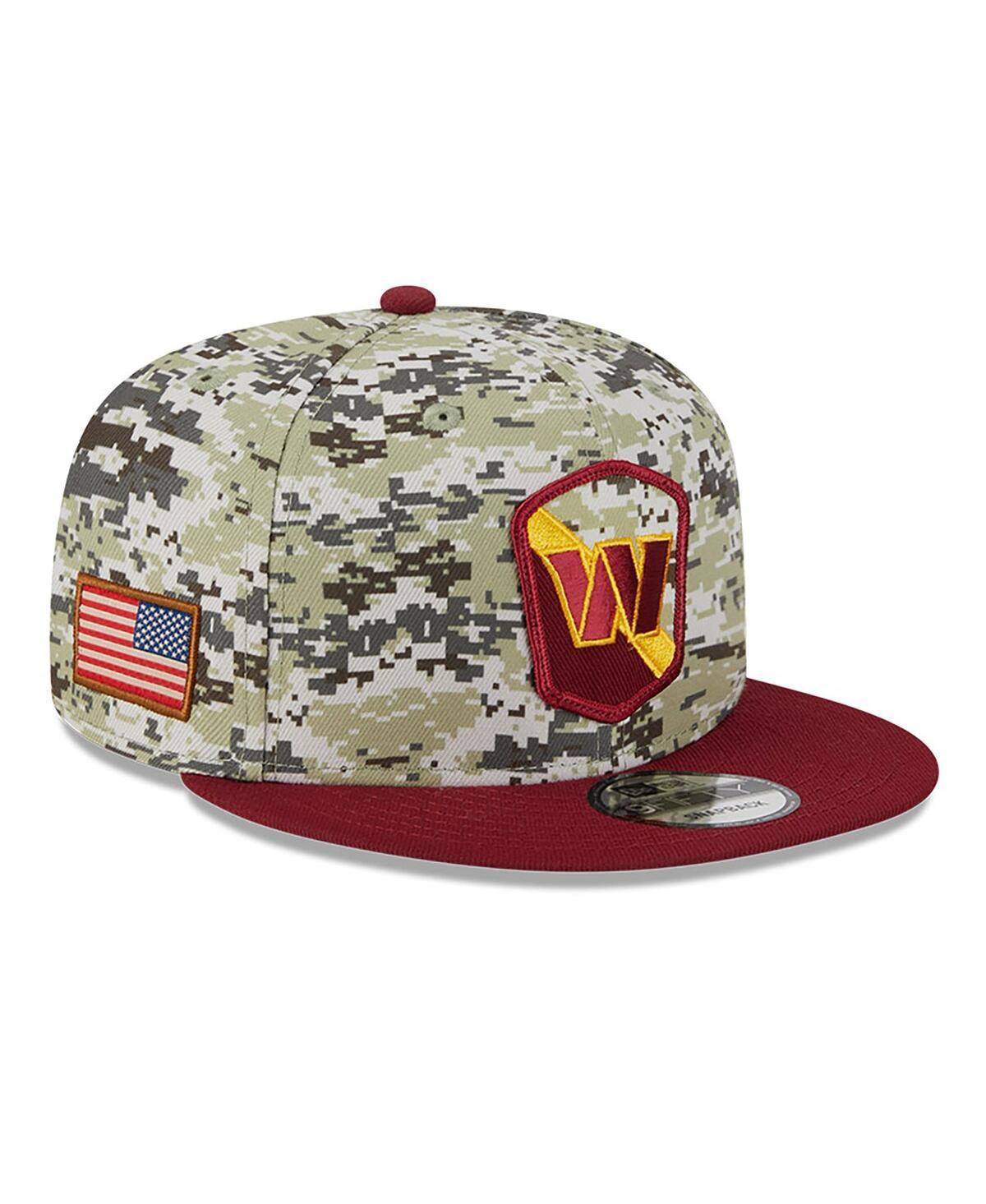 Mens New Era Camo/Burgundy Washington Commanders 2023 Salute To Service 9FIFTY Snapback Hat Product Image