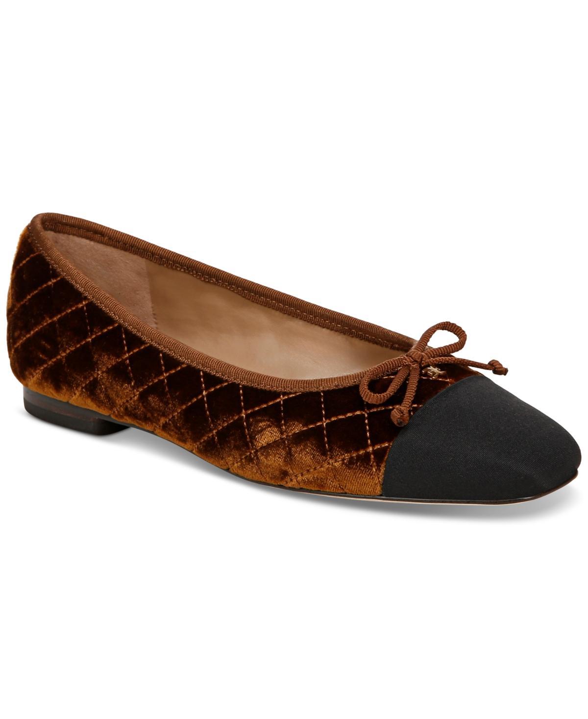 Sam Edelman Womens Marilyn Square Toe Brown Quilted Ballet Flats Product Image