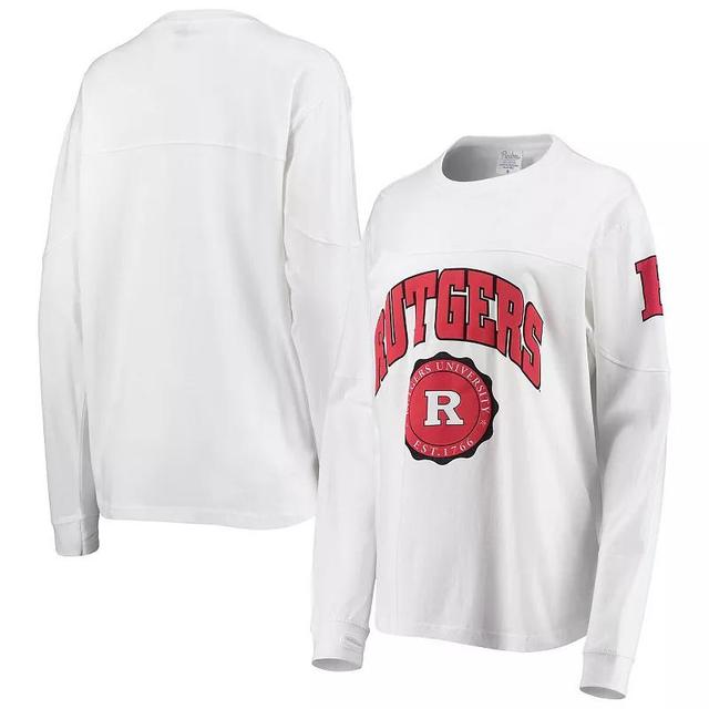 Womens Pressbox White Rutgers Scarlet Knights Edith Long Sleeve T-shirt Product Image