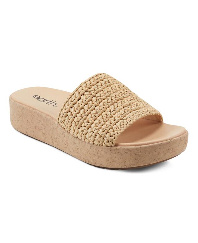 Earth Womens Sachan One Band Slip On Platform Wedge Sandals Product Image