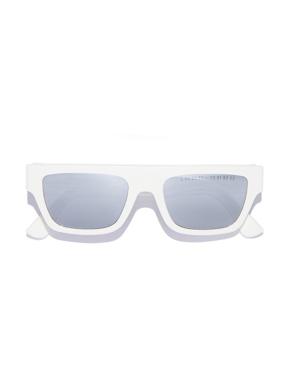 Mens White Flage 51MM Rectangular Sunglasses Product Image