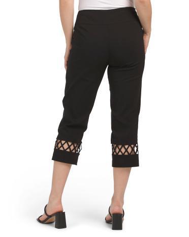 Lace Panel Cropped Pants for Women Product Image