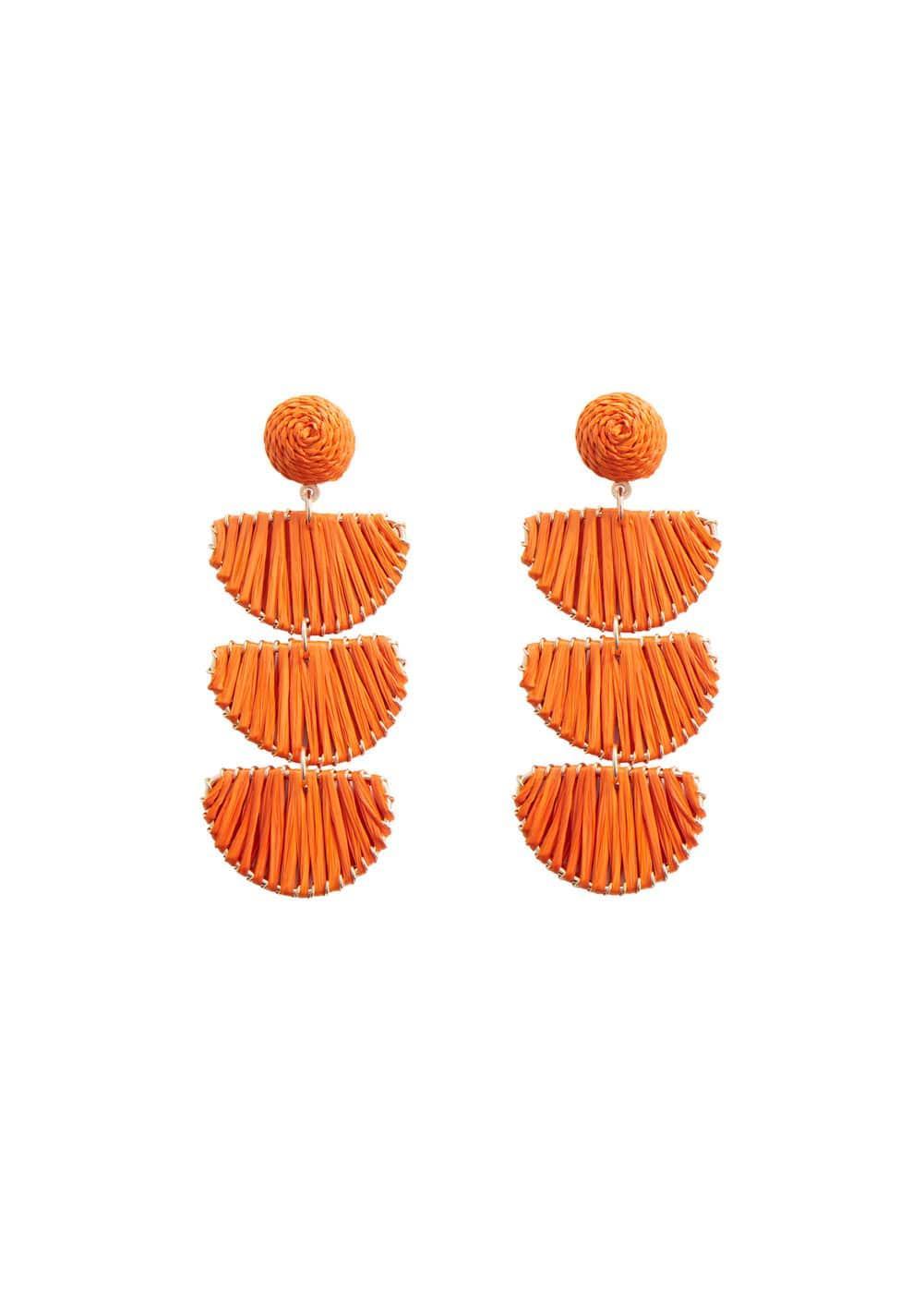 MANGO - Long raffia earrings - One size - Women Product Image