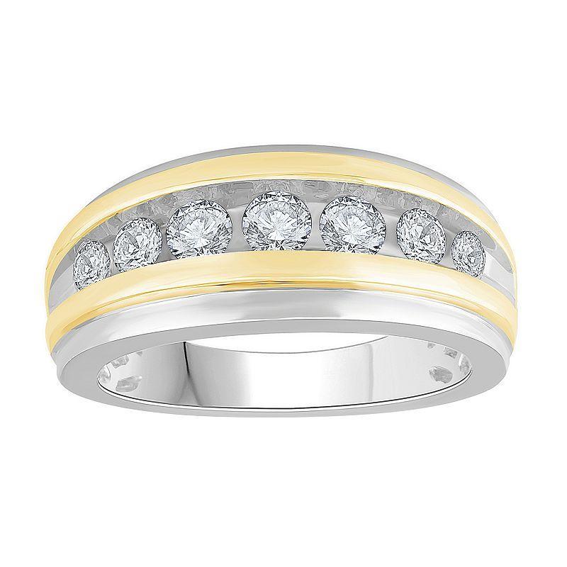 Mens Two Tone 10k Gold 1 Carat T.W. Diamond Wedding Band, 10k Two Tone Product Image