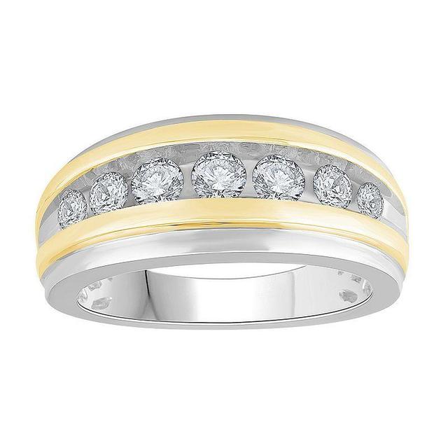 Mens Two Tone 10k Gold 1 Carat T.W. Diamond Wedding Band White Product Image