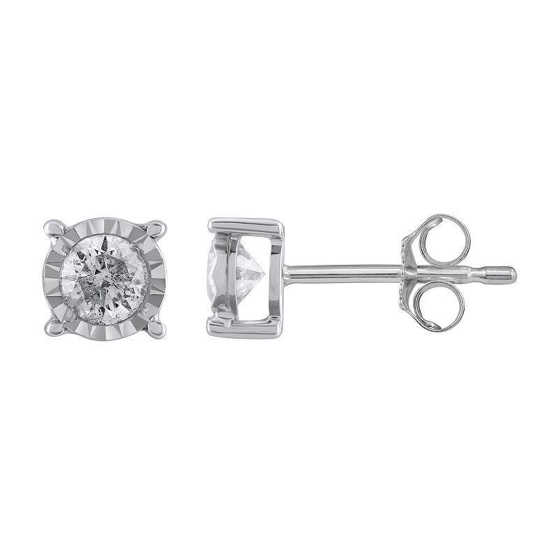 Yours and Mined 10k White Gold 1/2 Carat T.W. Diamond Miracle Plate Stud Earrings, Womens, 10k Gold Product Image