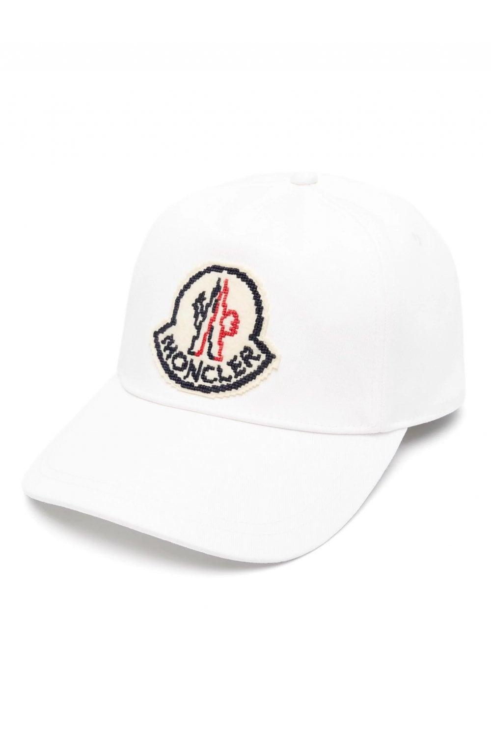 MONCLER Logo Cotton Baseball Cap In White Product Image