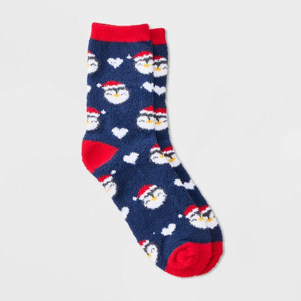 Womens Sweet Penguin Christmas Cozy Crew Socks - Wondershop Navy 4-10 Product Image