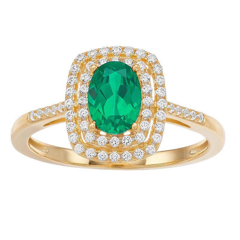 10k Gold Gemstone & 1/3 Carat T.W. Diamond Ring, Womens Green Product Image