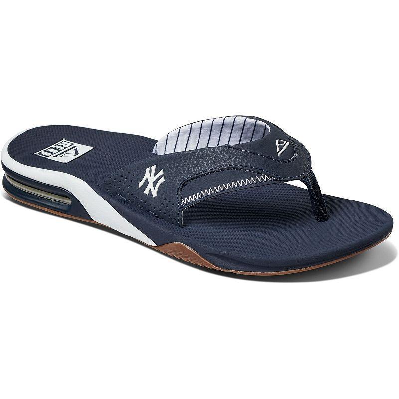 Mens REEF New York Yankees Fanning Bottle Opener Sandals Blue Product Image