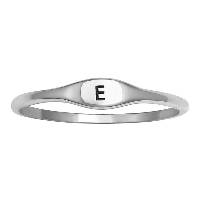 PRIMROSE Polished Oval Oxidized Initial Ring, Womens Sterling Silver L Product Image