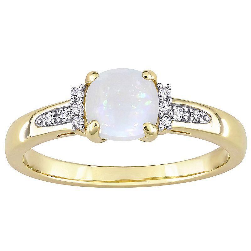 Stella Grace 10k Gold White Opal & Diamond Accent Geometric Ring, Womens Product Image