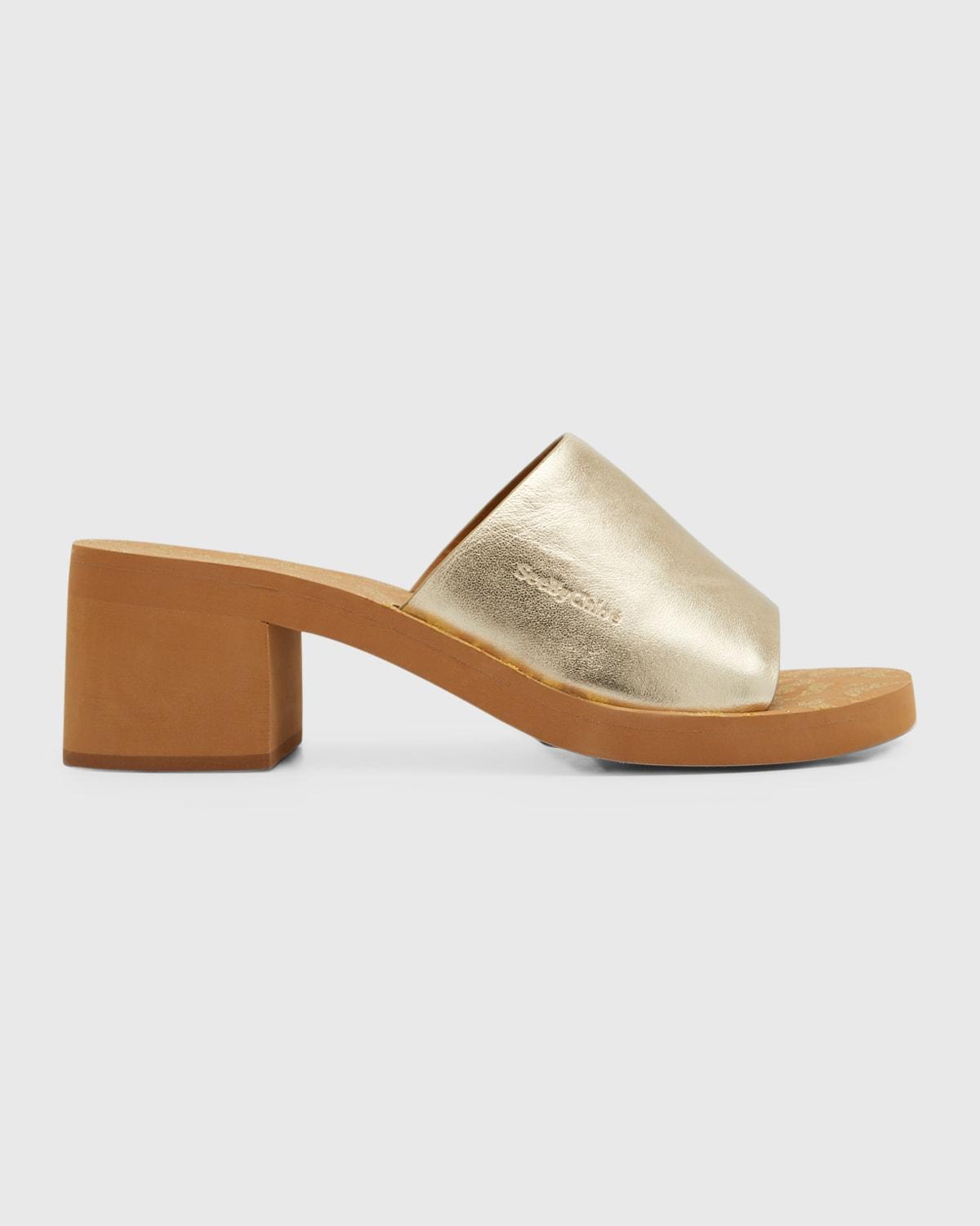 See by Chloe Essie Metallic Slide Sandals - Size: 9B / 39EU - LIGHT GOLD Product Image