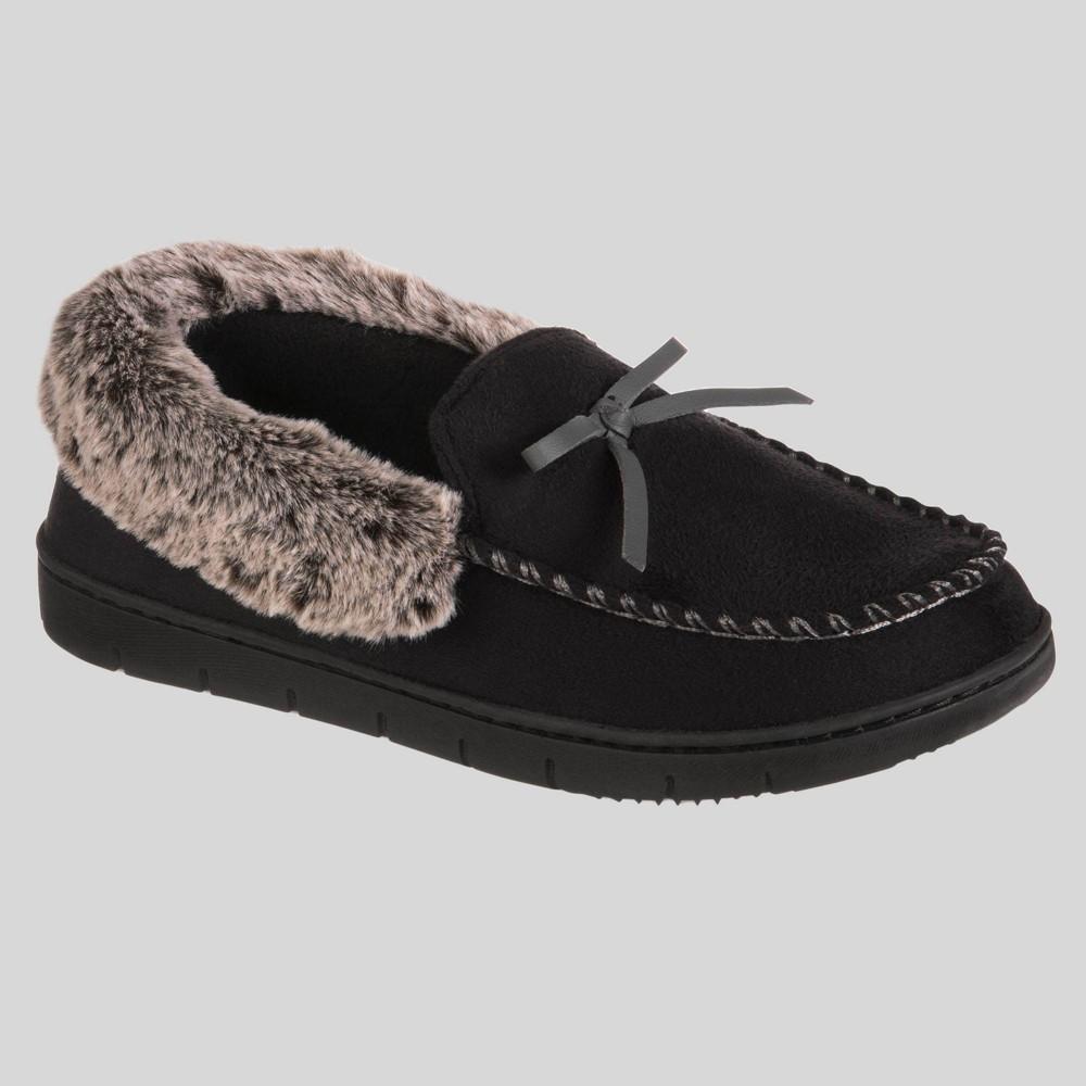 Isotoner Womens Recycled Microsuede Slippers - Black 6-7 Product Image