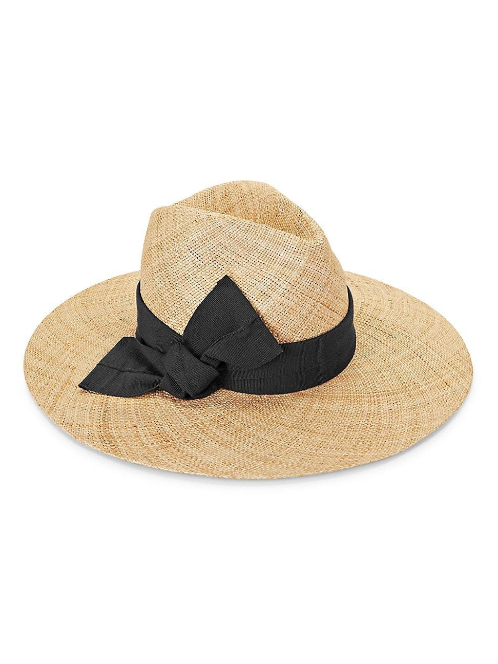 Womens Ribbon-Trimmed Wide-Brim Straw Hat product image