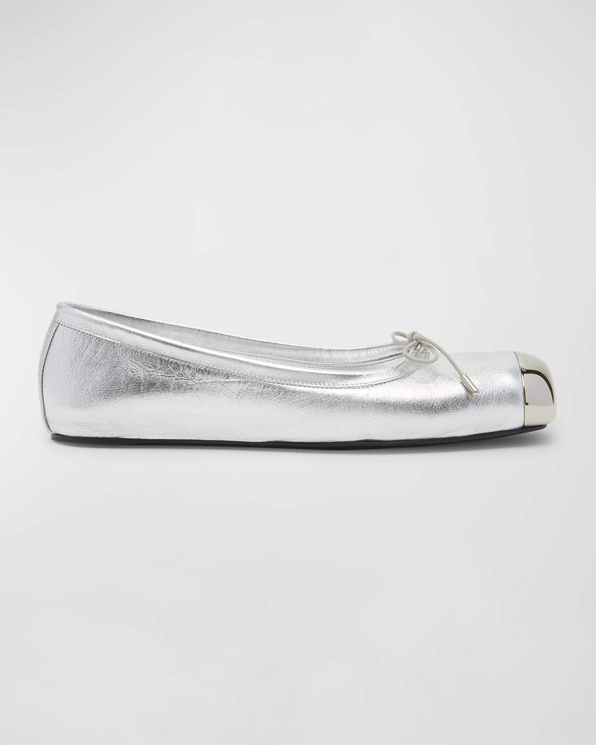 Punk Metallic Cap-Toe Ballerina Flats Product Image