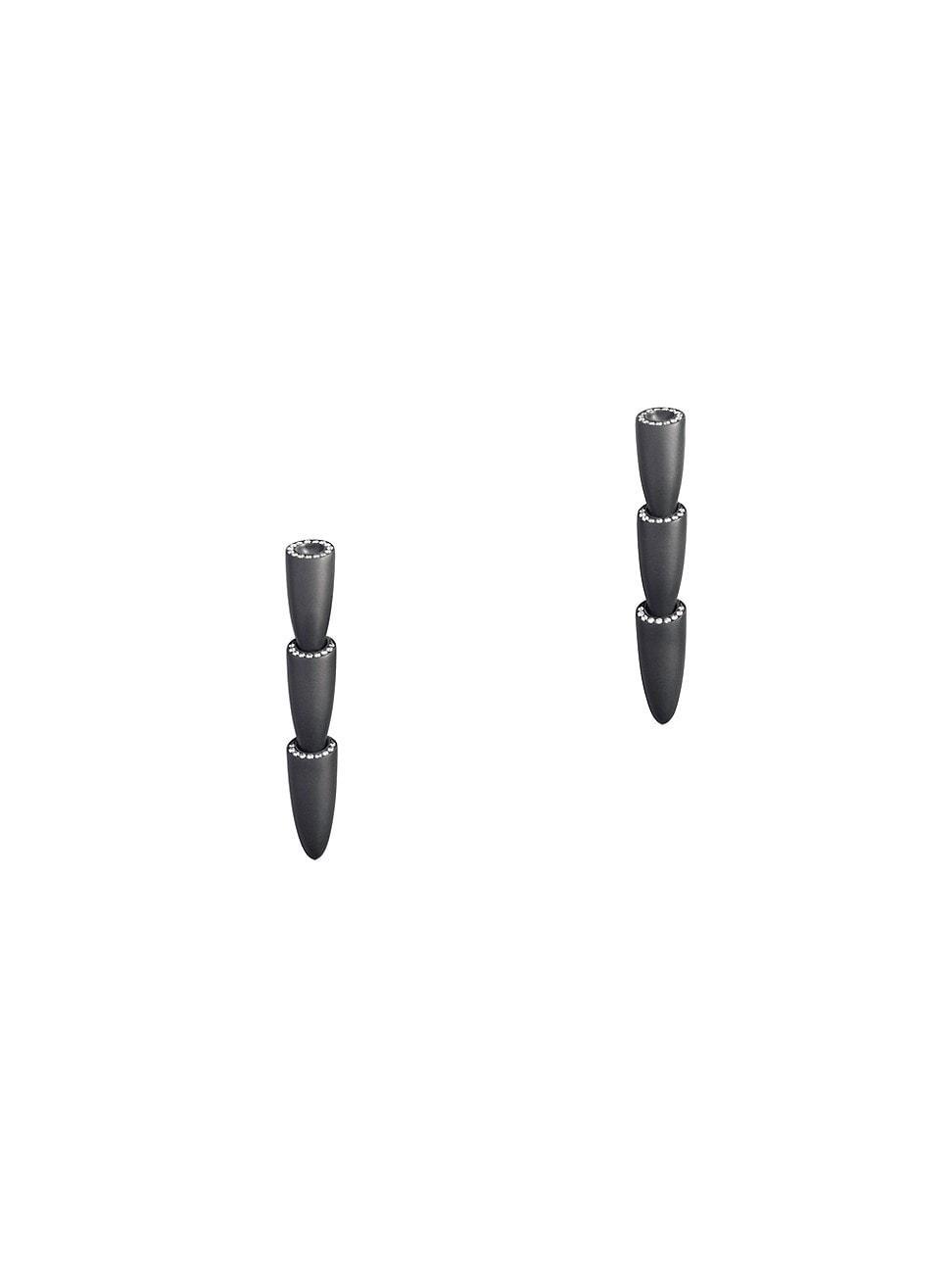 Womens Calla Black Titanium & Diamond Clip-On Drop Earrings Product Image