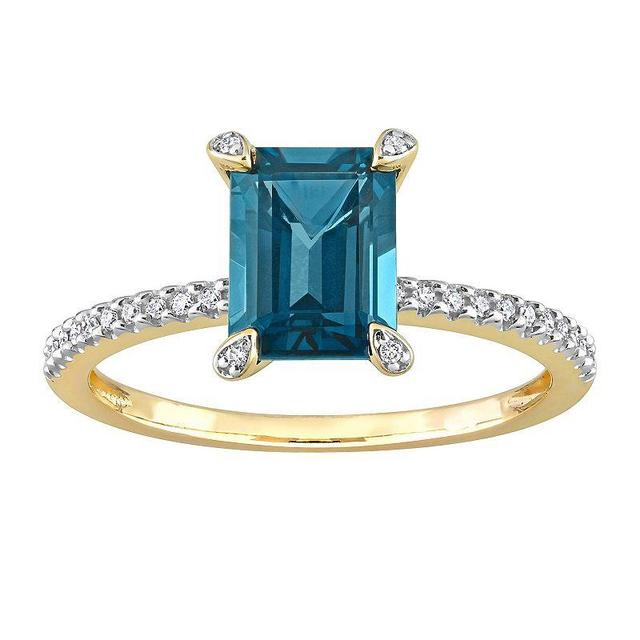 Stella Grace 14k Gold London Blue Topaz & 1/10 Carat T.W. Diamond Engagement Ring, Womens Product Image