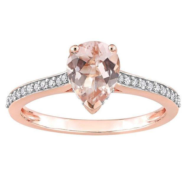 Stella Grace 10k Rose Gold Morganite & 1/8 Carat T.W. Diamond Engagement Ring, Womens Product Image