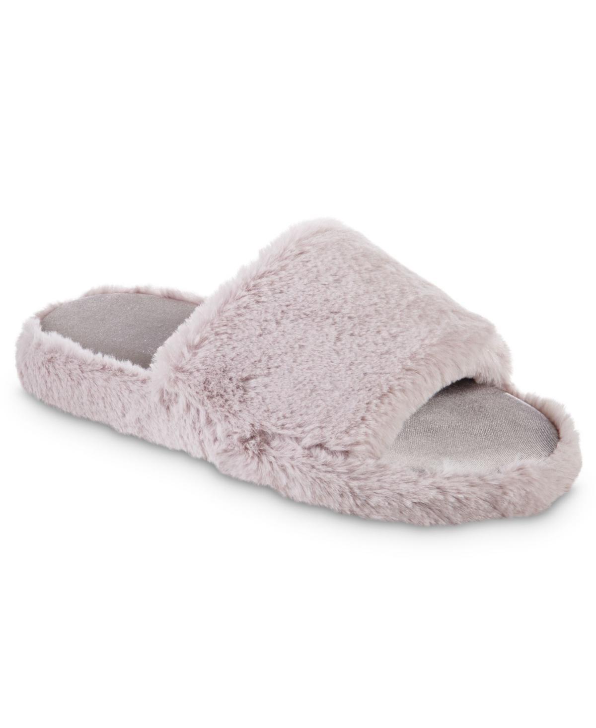 Isotoner Signature Womens Memory Foam Faux Fur and Satin Tabby Slide Slippers Product Image